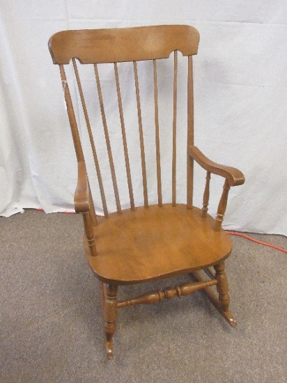 Maple Spindle High back Rocker w/ Arm Rest Rugcutter Rocking Chair (Some Scratches)