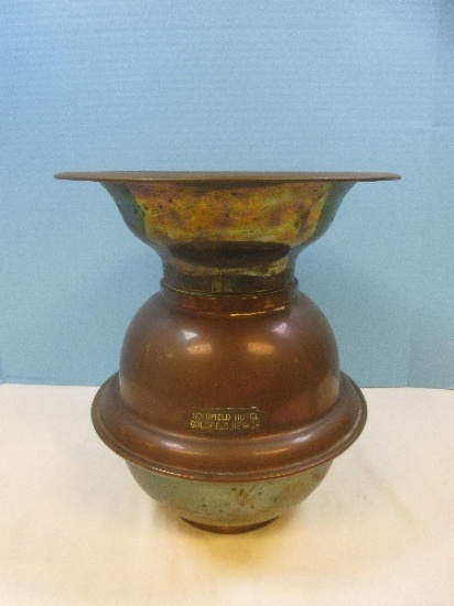 Goldfield Hotel Goldfield Nevada 12" Spittoon w/ Plaque Weighted Base