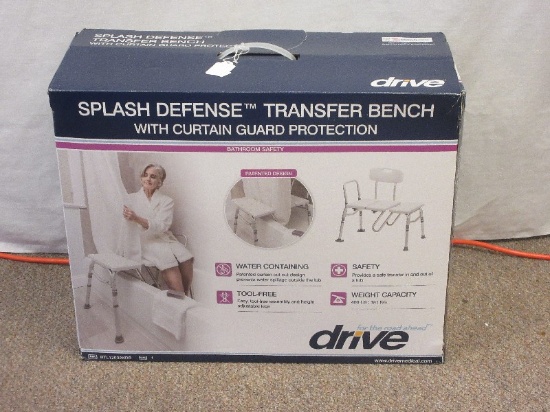 Drive Splash Defense Transfer Bench w/ Shower Curtain Guard Protection NIB