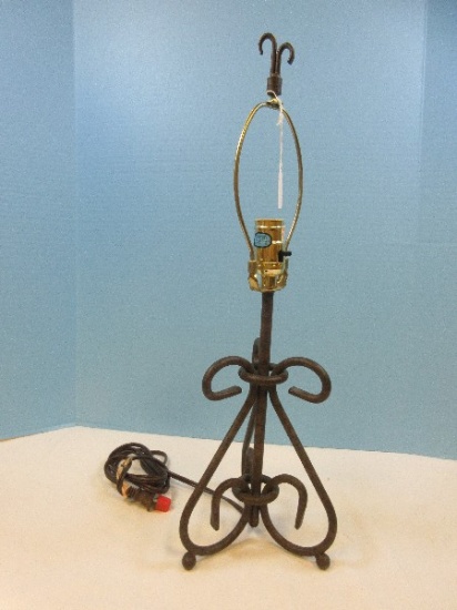 Wrought Iron Spanish Mission Style Scrollwork 22" Accent Lamp Antiqued Patina