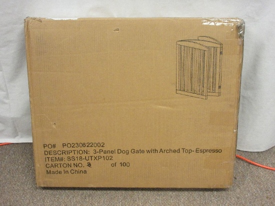 3-Panel Dog Gate w/ Arched Top Espresso Color NIB