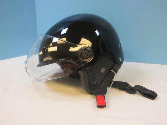 Black Sanqing RH-02 DOT Motorcycle Half Shell Helmet w/ Clear Vision Eye Shield