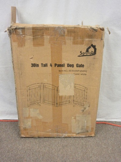 30" Tall 4 Panel Dog Gate White by Spirich NIB