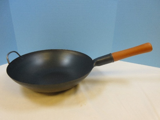 Yosukata Chef's Cookware From Raw Iron 13 1/2" Carbon Steel Stir Fry Pan Chinese Wok