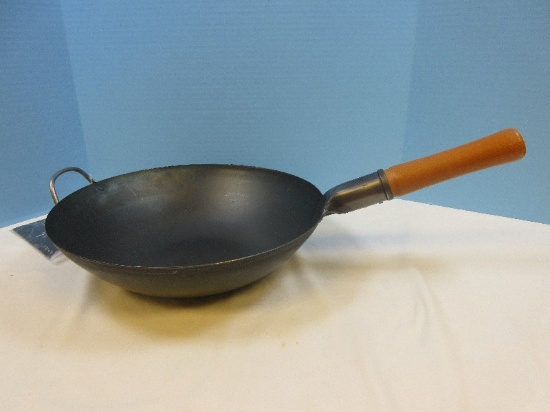 Yosukata Chef's Cookware From Raw Iron 13 1/2" Carbon Steel Stir Fry Pan Chinese Wok