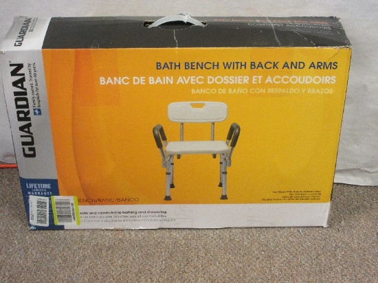 Guardian Bath Bench w/ Back and Arms NIB