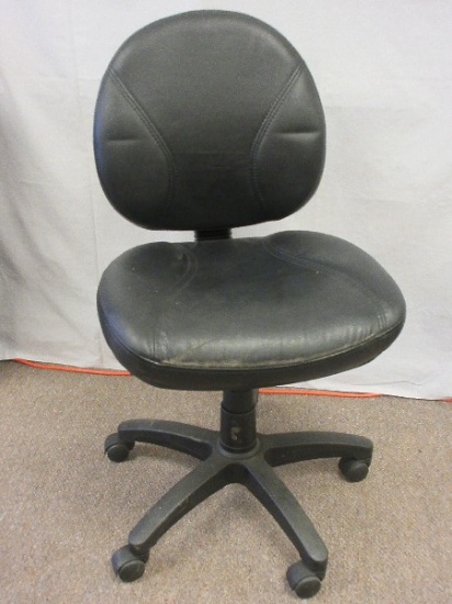 Black Faux Leather Desk Chair on Casters