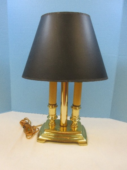 19" Traditional Brass French Inspired Bouillotte Style Double Candle Brackets Design Lamp