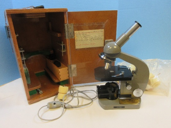 Vintage Elgeet Olympus Model H Microscope Student-Teaching Illuminator Model in Wooden