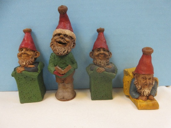 4 Collectors Tom Clark Gnome Figurines Pecan Resin Christmas Collection Gift and Carol