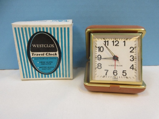 Westclox Tour Alarm Travel Tan Luminous Travel Alarm Clock Master Alarm Shut-Off NIB