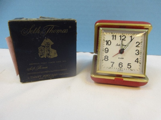 Seth Thomas No. 3895 Travatour 40 Hr. Alarm Clock Tan Case White Dail Luminous NIB