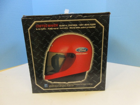 Awesome Ford Racing Red Helmet 8-10 Cups Coffee Maker w/ Mustang Pony/Cobra and Ford