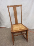 Traditional Oak Petite Rocker Rocking Chair w/ Cane Seat