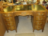 Sligh-Lowry Furniture French Provencal Style Writing Desk w/ Inset Black and Gilt Trim Panels