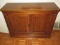 Walnut Finish Console Cabinet/Entry Hall Cabinet Burled Walnut Band and Beadboard
