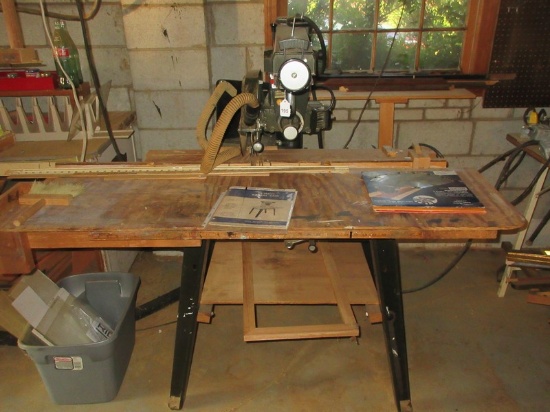 Sears Craftsman 12" Radial Saw on Work Bench w/Manual