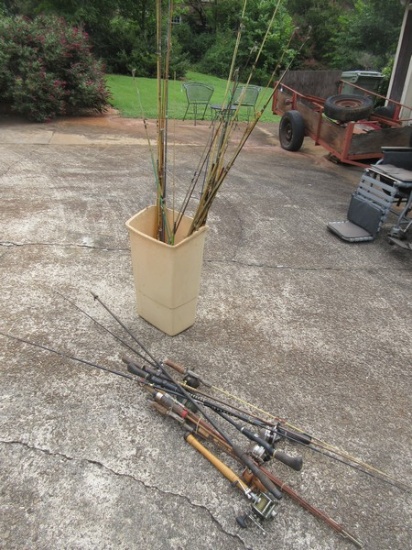 Lot Misc Fishing Rods & Some w/Reels