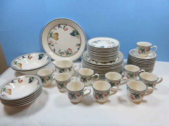53 pcs. Noritake Keltcraft Ireland Nature's Bounty Pattern China Fruit and Brown Rope Band