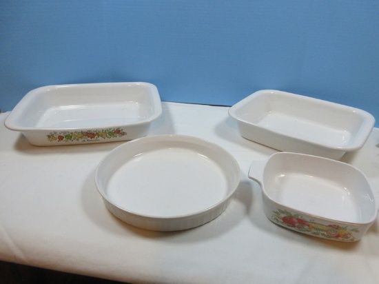 5 pcs. Vintage Corningware Spice of Life 12 1/4" x 10 1/4" x 2 1/4" Casserole, Golden Harvest