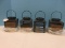 New Set of 4 Solar LED Lantern Gray Matte Metal Hanging Lantern Modern slat Design 6