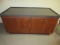 Mercantile Credenza Store Cabinet Laminate Gray Speckle Countertop, 4 Birch Panel Doors &