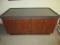 Mercantile Credenza Store Cabinet Laminate Gray Speckle Countertop, 4 Birch Panel Doors &