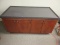 Mercantile Credenza Store Cabinet Laminate Gray Speckle Countertop, 4 Birch Panel Doors &