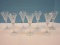 Exquisite Set of 7 Heavily Etched Crystal Floral & Foliage Swag Criss Cross Pattern Faceted