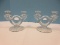 Pair Duncan & Miller Depression Glass Etched Laurel Wreath Pattern Double Candlesticks Blown