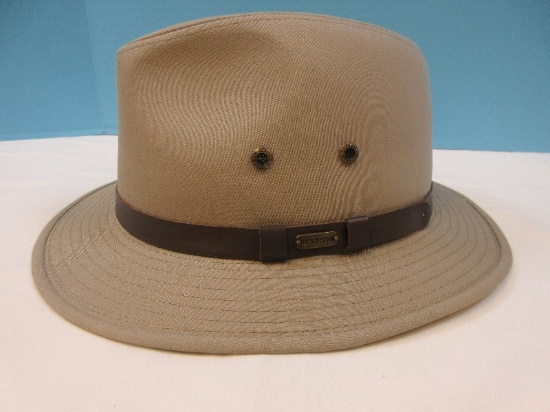 New Stetson Water Repellent Men's Khaki Gable All Weather Safari Hat Fedora-Size XL,Retail $50