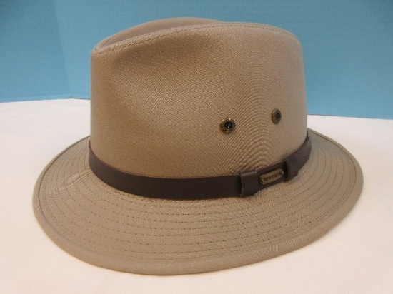 New Stetson Water Repellent Men's Khaki Gable All Weather Safari Hat Fedora-Size XL,Retail $50