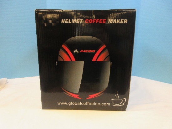 Collectible Checker/Stripes Racing Helmet Coffee Maker Black/Red 8-10 Cups--NIB