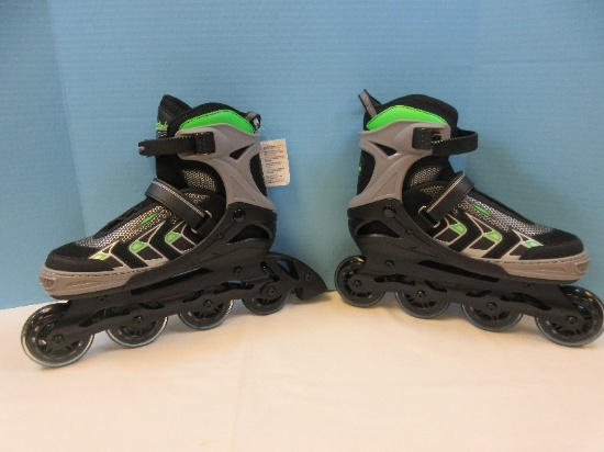 New Pair Hikole In Line Skates 80mm Black w/Gray/Neon Green Accent-Size XL