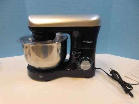 Elegant Life Navy/Silver Tilt Head Stand Mixer w/Stainless Bowl Model SM-1518 w/attachments