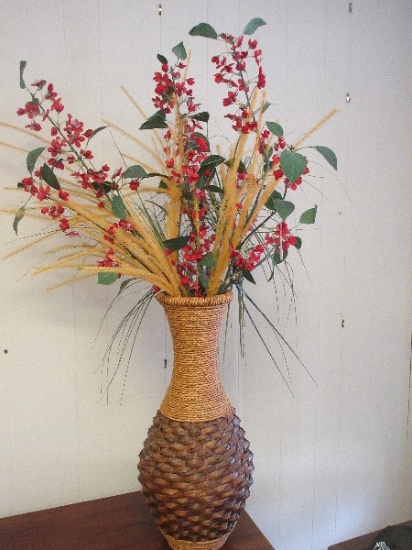 Unique Hand Woven Mixed Medium 24 1/2" Statement Vase w/Arrangement Overall 46"