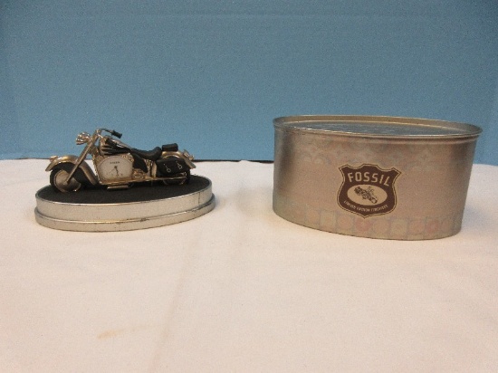 Fossil Limited Edition Timepiece Figural Motorcycle Desktop/Bookcase Clock Yesteryear Style