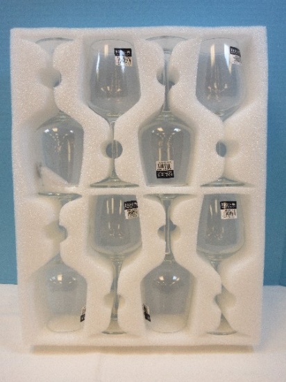 Set of 8 King Dealay Red Wine Crystal 8" Stems w/Original Stickers- NIP