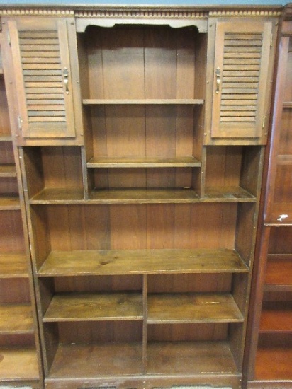 Country Cottage Pine Bookcase w/Double Louver Panel Doors Adjustable Shelves &