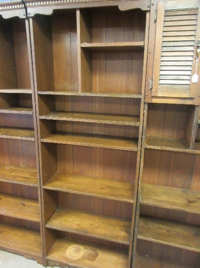 Country Cottage Pine Bookcase w/Adjustable Shelves & Dental Trim Molding. 84"H x 30" x 11"