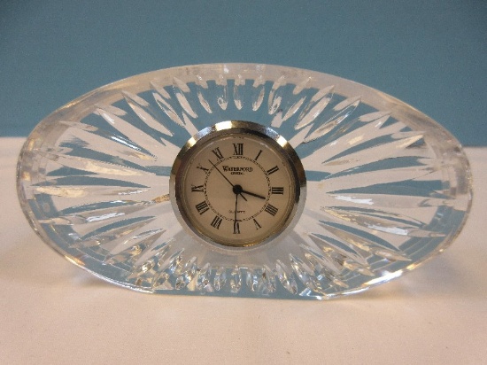 Fabulous Waterford Crystal 4 7/8" Small Oval Quartz Clock 2 1/2"H - Retail $79.95