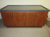 Mercantile Credenza Store Cabinet Laminate Gray Speckle Countertop, 4 Birch Panel Doors &
