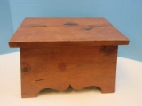 Rustic Knotty Pine Shoe Shine Box Foot Stool w/Hinged Lid & Heel Rest-9 1/2