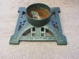Heavy Cast Iron Forest Green Christmas Tree Stand Victorian Stylized Design