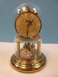 Hermle Quartz Anniversary Glass Dome Clock Bim-Bam Quartz Battery Powered 9 1/2