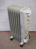 Electric Oil Filled Radiator Gray Fin Heater on Casters Adjustable Thermostat Model No. ZC0715F