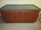 Mercantile Credenza Store Cabinet Laminate Gray Speckle Countertop, 4 Birch Panel Doors &