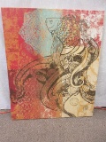 Whimsical Modern Artwork Fantail Goldfish w/Moroccan Design Pattern Background Gallery Wrap