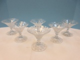 Magnificent Set of 6 Heavily Etched Crystal Floral & Foliage Swag Criss Bross Pattern Stems