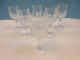 Set of 6 Cristal D'Arques Durand Crystal Longchamp Pattern Cut Vertical & Criss Cross Design
